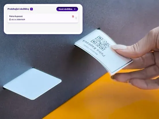Visitor card issued by the kiosk
